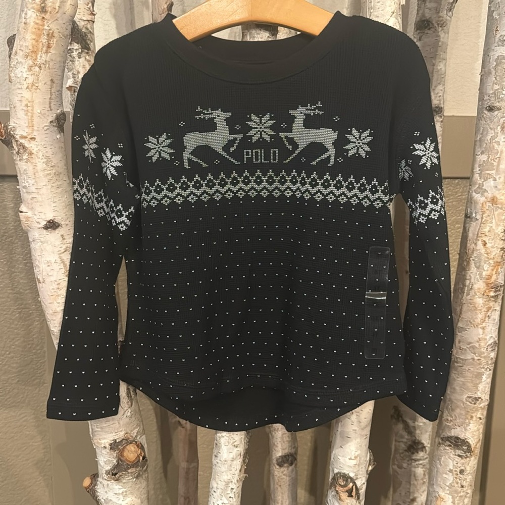 Polo Ralph Lauren size 3/3t black thermal knit girls top.